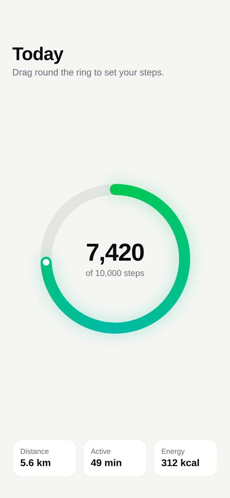 Preview of Goal Ring — Skia Progress Ring with Glow for React Native & Expo