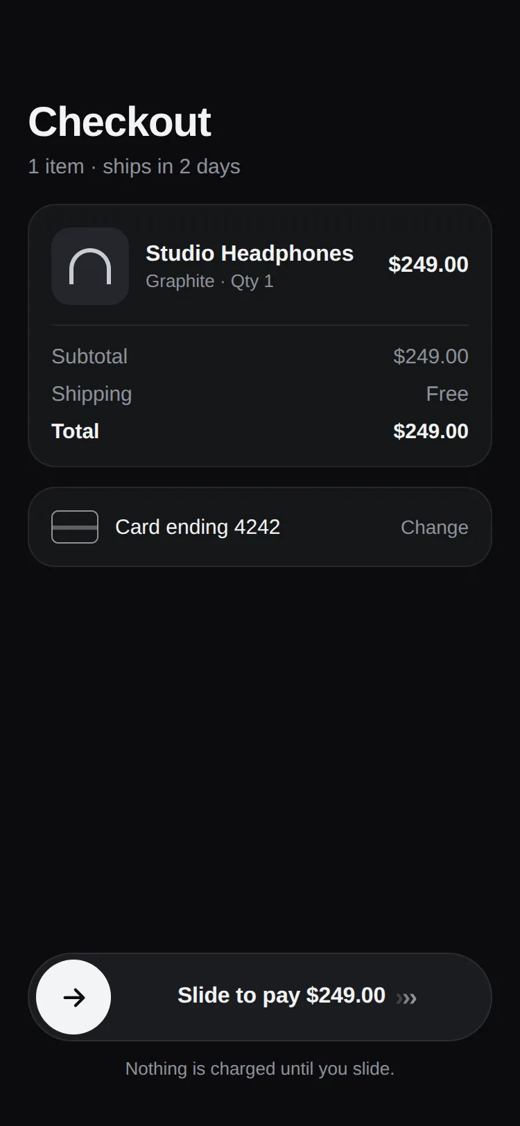 Preview of Slide to Confirm — Swipe-to-Pay Button for React Native & Expo